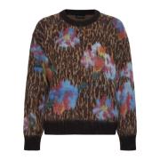 Elegante Ronde Hals Trui Sweater Roberto Collina , Multicolor , Dames