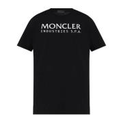 T-shirt met bedrukt logo Moncler , Black , Heren