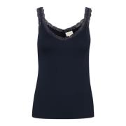 Mouwloze Kant Top Donkerblauw Part Two , Blue , Dames