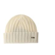 Stijlvolle Cream Beanie met Engelse ribbels Herno , Beige , Unisex