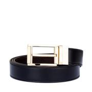 Luxe leren herenriem met gouden afwerking Dunhill , Black , Heren