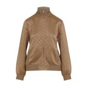 Vintage Camel Hoodie Zip Jacket Gucci , Brown , Dames