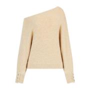 Trendy Off Shoulder Sweater Guess , Beige , Dames