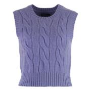 Luxe Cable-Knit Wol Kasjmier Vest Ralph Lauren , Purple , Dames