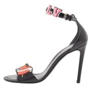 Pre-owned Leather sandals Louis Vuitton Vintage , Black , Dames