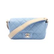 Pre-owned Leather chanel-bags Chanel Vintage , Blue , Dames