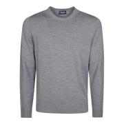 Merino Wol Ronde Hals Trui Drumohr , Gray , Heren