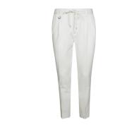 Katoenen Trekkoord Slim-Fit Broek Paolo Pecora , White , Heren