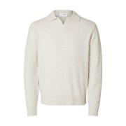 Gebreide Open Polo Pullover Selected Homme , Beige , Heren