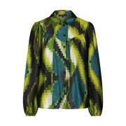 Pixeled Forest Blouse Lange Mouw Tramontana , Multicolor , Dames