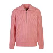 Roze V-hals Gebreide Trui Sweatshirt Aw24 Drole de Monsieur , Pink , H...