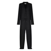 Wol en Angora V-hals Jumpsuit Laneus , Black , Dames