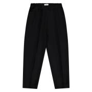 Wollen Dubbele Pence Wijde Pijp Broek Laneus , Black , Heren