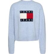 Relaxed Fit Gebreide Trui Tommy Jeans , Blue , Dames