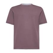 Heren Zwart Katoenen T-shirt met Ronde Halslijn Brunello Cucinelli , P...