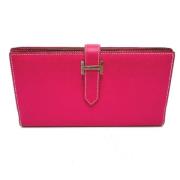 Pre-owned Leather wallets Hermès Vintage , Pink , Dames