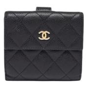 Pre-owned Leather wallets Chanel Vintage , Black , Dames