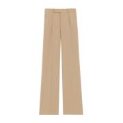 Luxe Wijde Broek in Beige Saint Laurent , Beige , Dames