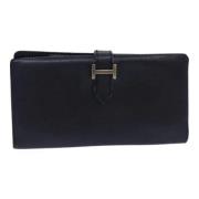 Pre-owned Leather wallets Hermès Vintage , Black , Dames