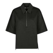 Zip Detail Polo Top Victoria Beckham , Gray , Dames