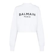 Geknipte sweatshirt met Pari-print Balmain , White , Dames