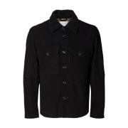 Suede Overshirt Stijlvolle Herenmode Selected Homme , Black , Heren