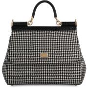 Houndstooth Grote Handtas met Leren Details Dolce & Gabbana , Multicol...