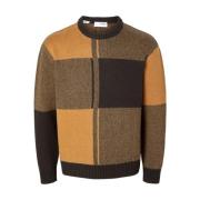 Relaxed Block Crew Gebreide Trui Selected Homme , Brown , Heren