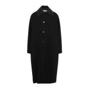 Elegante Zwarte Wollen Jas Aw24 Jil Sander , Black , Heren