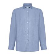 Heldere Blauwe Casual Overhemd Brunello Cucinelli , Blue , Heren