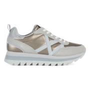 Ripple Leren en Stoffen Sneakers Munich , Beige , Dames