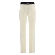 Elastische wollen broek met zakken Msgm , Beige , Dames