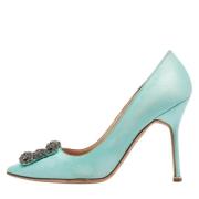 Pre-owned Satin heels Manolo Blahnik Pre-owned , Blue , Dames