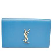 Pre-owned Leather clutches Yves Saint Laurent Vintage , Blue , Dames