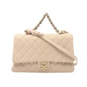 Pre-owned Leather chanel-bags Chanel Vintage , Beige , Dames