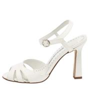 Pre-owned Leather sandals Manolo Blahnik Pre-owned , White , Dames