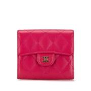 Pre-owned Leather wallets Chanel Vintage , Pink , Dames