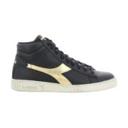 Gouden High Top Sneakers Game Stijl Diadora , Black , Dames