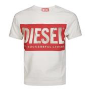 Logo T-shirt in trendy stijl Diesel , White , Dames