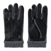 Hyden-KN Leren en wollen handschoenen Hugo Boss , Black , Heren