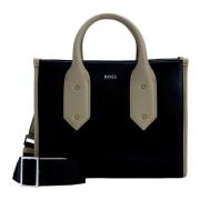 Tweekleurige Tote Tas met Exclusieve Details Hugo Boss , Black , Dames