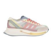 Witte Mesh Leren Sneakers Veters Logo Y-3 , Pink , Dames