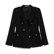 Zwarte Wollen Blazer Tagliatore , Black , Dames