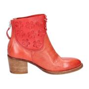 Vintage Lederen Enkellaarsjes Moma , Red , Dames