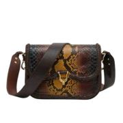 Python Crossbody Tas Mini Manon Claris Virot , Brown , Dames