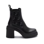 Monogram-Detail Laarzen Verhoog Je Stijl Fendi , Black , Dames