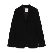 Chique Zwarte Blazer met Peak Revers Semicouture , Black , Dames