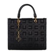 Chique Jacquard Handtas met Gouden Accenten Elisabetta Franchi , Black...