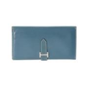 Pre-owned Leather wallets Hermès Vintage , Blue , Dames