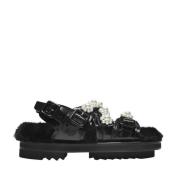 Zwarte Parel Leren Multi-Strap Sandaal Simone Rocha , Black , Dames